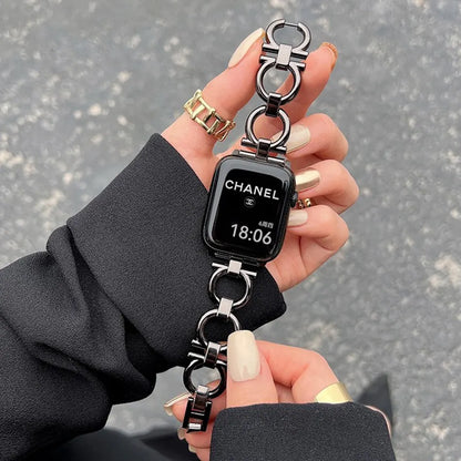 Fashion Metal Chain Strap for Apple Watch | Series 9-3, 45/44/42/41mm | Round Loop Bracelet | iWatch Ultra 2 Compatible | Available in Various Sizes