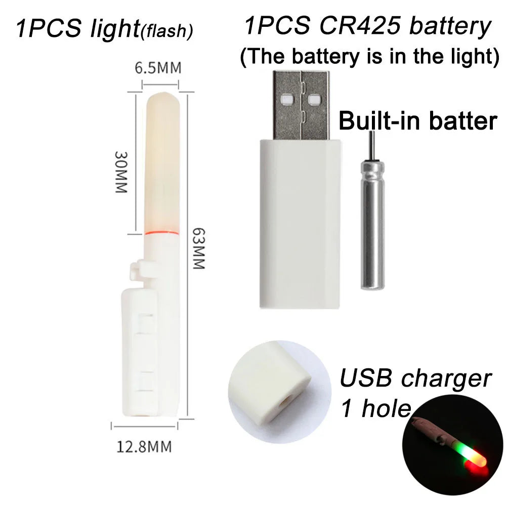 Fishing Electronic Rod Stick Flash Light with CR425 3.6V Lithium Battery – Waterproof LED Luminous Night Fishing Tackle with USB Rechargeable Light Stick Rod Accessory