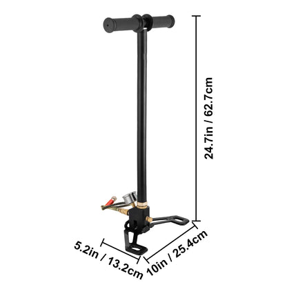 VEVOR 3-Stage High-Pressure Hand Pump — 4500PSI PCP Air Pump with Pressure Gauge for Tires, Kayaks, Balls & Air Guns