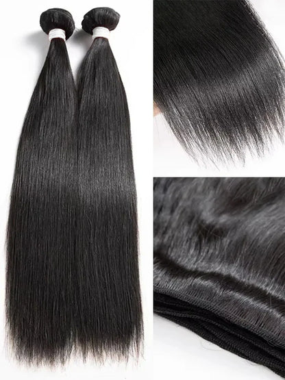 Rosabeauty Hair Straight Lace Closure Bundles – 28-40 Inch, 100% Natural Brazilian Remy Human Hair Deal for Women
