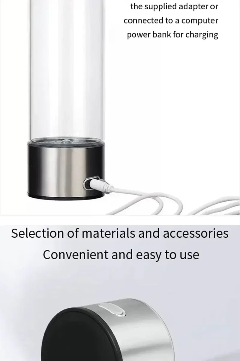 Hydrogen Oxygen Water Cup - H2 Inhalation Device with SPE PEM Dual Chamber Ionizer for Healthcare