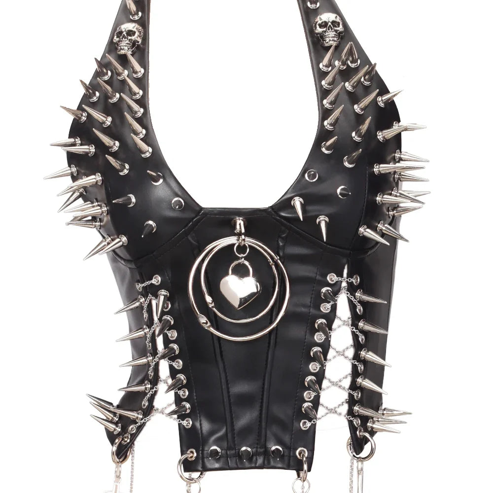 Y2K Gothic Spiked Tank Top - Punk Rock Emo Grunge Festival Style for Women