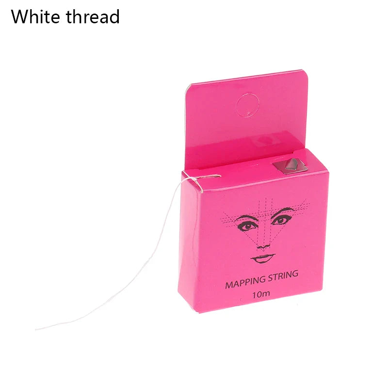 10M Pre-Inked Microblading Mapping String — Eyebrow Brow Marker Thread (White/Black/Pink) for Permanent Makeup