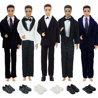 Handmade 1/6 Doll Outfit for 12-Inch Boy Doll — Men’s Formal Suit with Shirt, Coat, Trousers & Shoes, 30cm Toy Clothes
