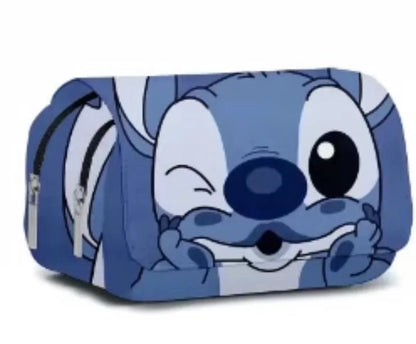 Anime Stitch Fully Printed Flap Pencil Case – Cartoon Stationery Bag for Primary & Secondary Students