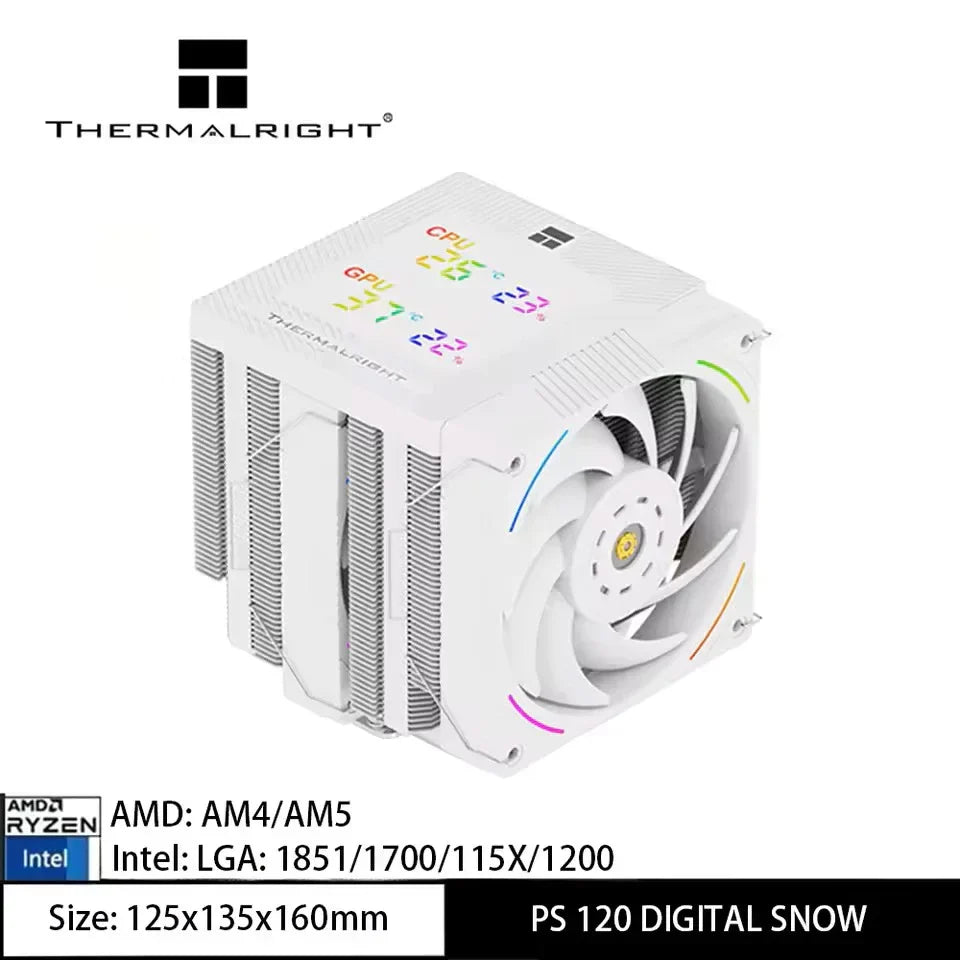 Thermalright Phantom Spirit Digital 120 EVO/SNOW CPU Air Cooler – AGHP Gen5.0 7 Heat Pipe Dual Tower High Performance Radiator with Dual TL-K12 Fans for Intel & AMD Sockets