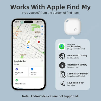Mini Tracking Device for Apple Find My — Smart iTag Bluetooth GPS Tracker for Keys, Child, Pet & Car, iOS Compatible