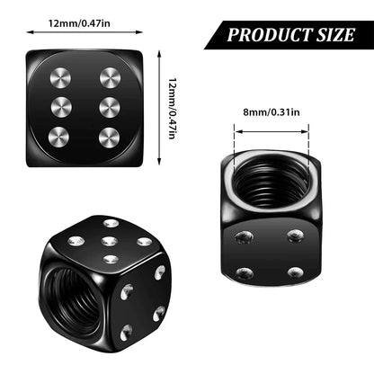 Aluminum Dice Tire Valve Caps - Dustproof Car, Truck, Motorcycle, Bike Wheel Stem Tyre Air Valve Covers