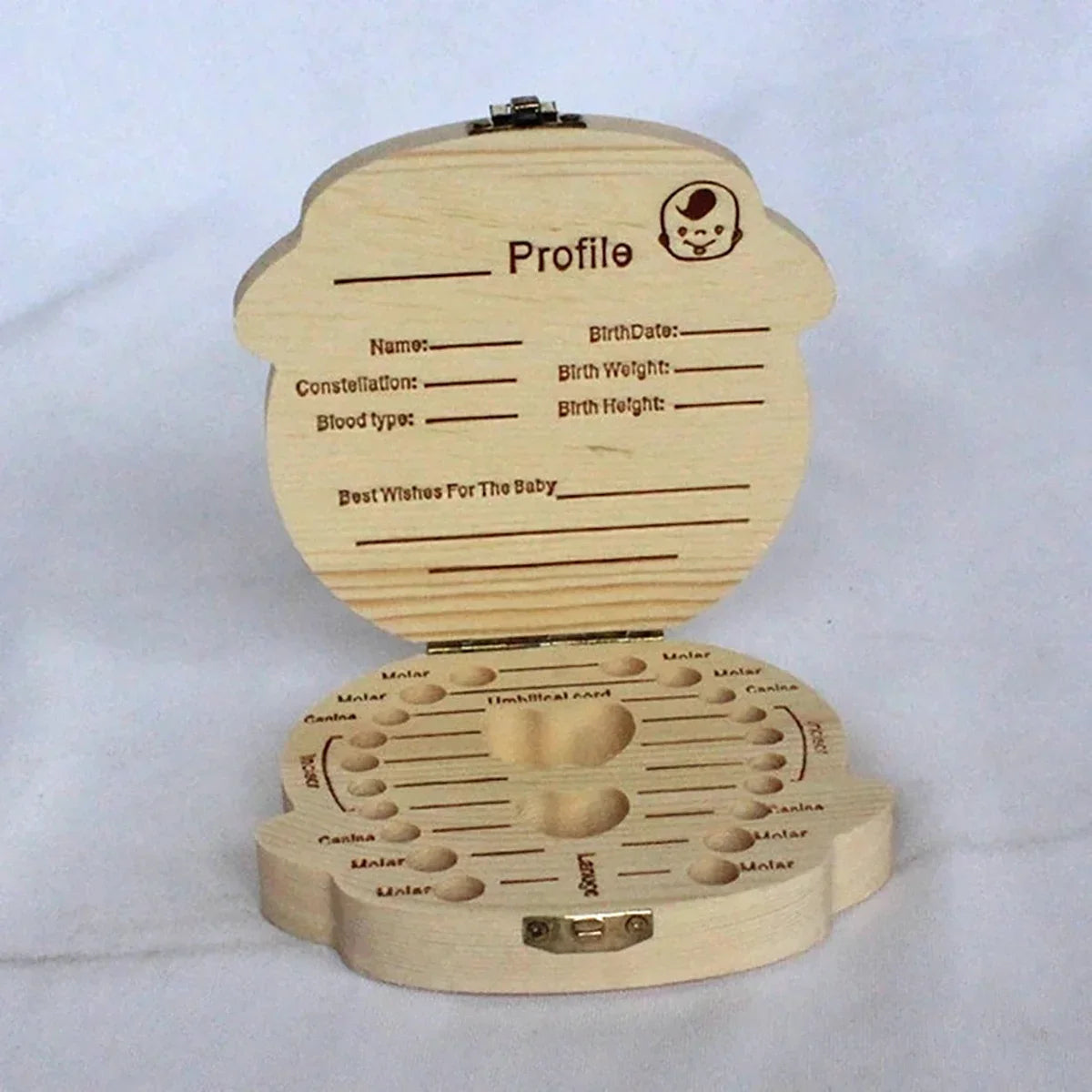 Wooden Baby Tooth & Fetal Hair Storage Box – Keepsake Souvenir Box for Baby Teeth and Hair, Tooth Fairy Collection Box