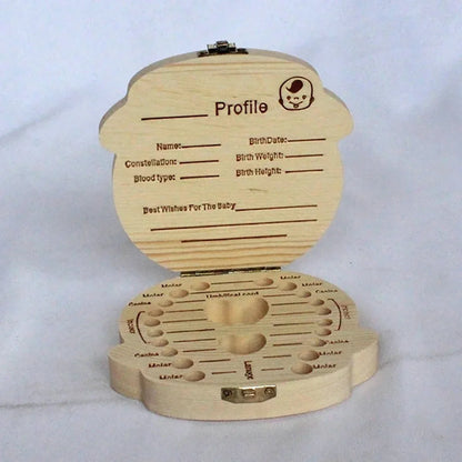 Wooden Baby Tooth & Fetal Hair Storage Box – Keepsake Souvenir Box for Baby Teeth and Hair, Tooth Fairy Collection Box