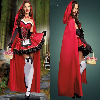 Little Red Riding Hood Costume - Women's Halloween Cosplay Dress & Cloak Set