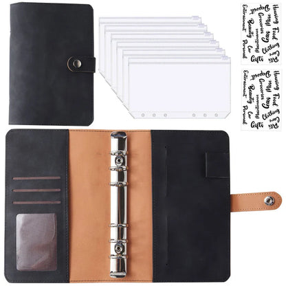 2024 A6 PU Leather Budget Binder Set – Cash Envelopes System with Binder Pockets for Money, Budget Saving & Bill Organizer