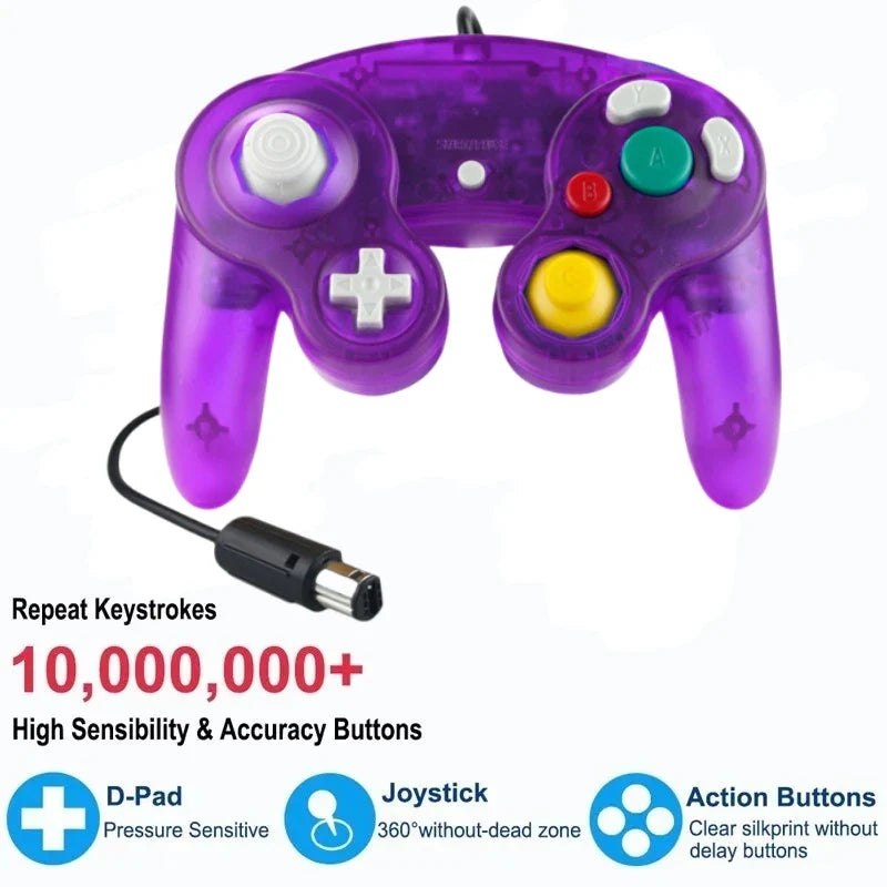 Transparent Wired GameCube Controller – Joystick for NGC & Wii Console Compatibility