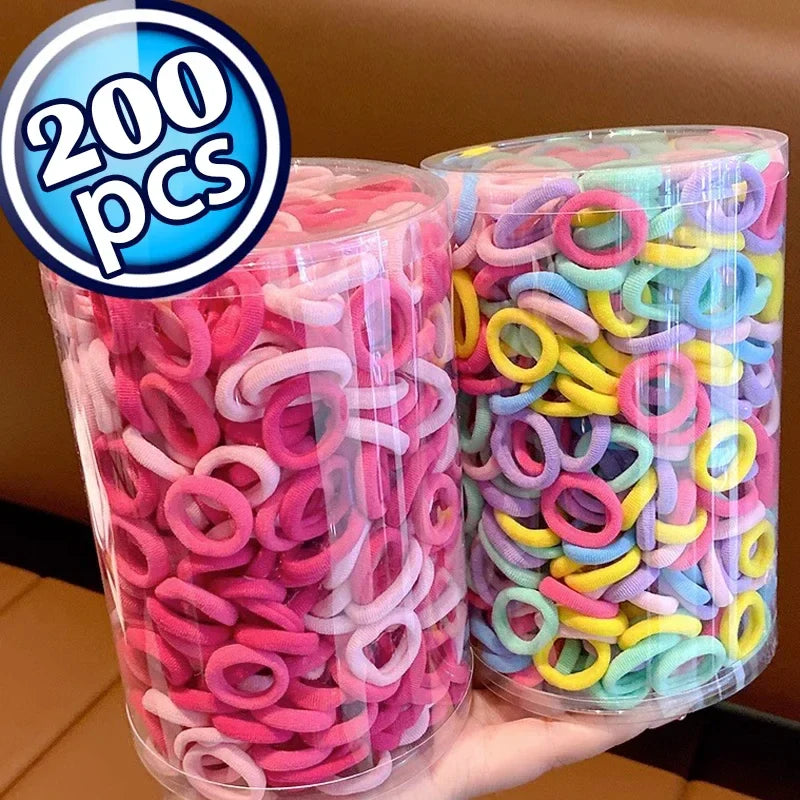 100/200PCS Colorful Nylon Elastic Hair Bands – Small Ponytail Holders for Women & Girls Hair Accessories