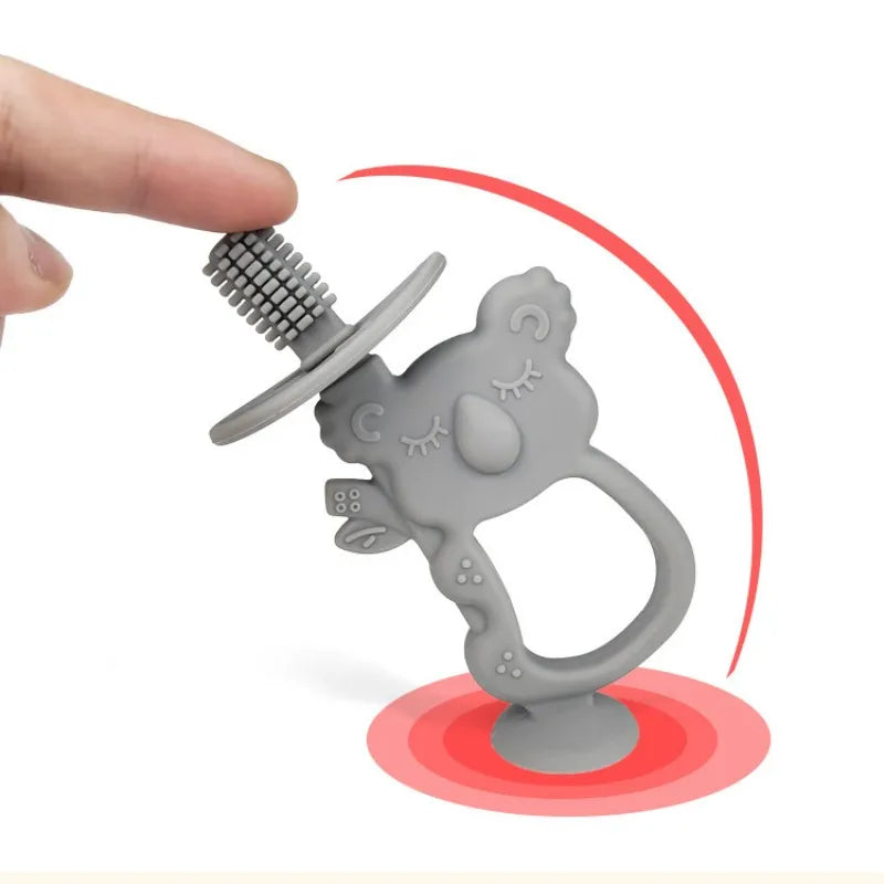 Baby Silicone Training Toothbrush: BPA-Free Koala Design - Safe Teether Chew Toy for Infants, Toddler Teething Ring Accessory