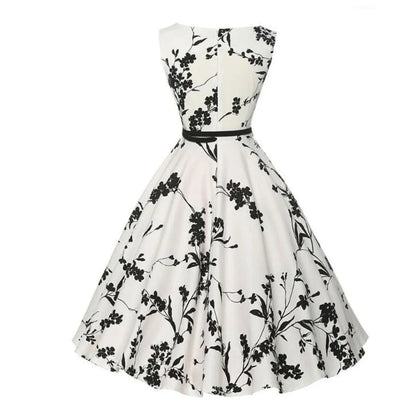 Women’s Summer Floral Vintage Swing Dress – Retro Rockabilly Casual Floral Midi Vestido for Everyday & Vacation Wear