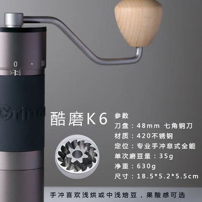 KINGrinder K4/K6 Manual Coffee Grinder — Portable 420 Stainless Steel Mill with 48mm Titanium-Plated Burr