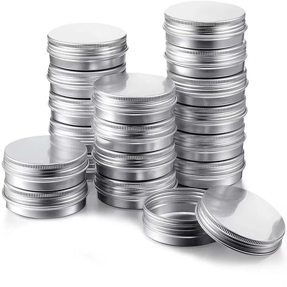 50PCS Aluminum Tin Jars – 5g to 100g Metal Containers for Cosmetic Creams, Lip Balm & Face Care