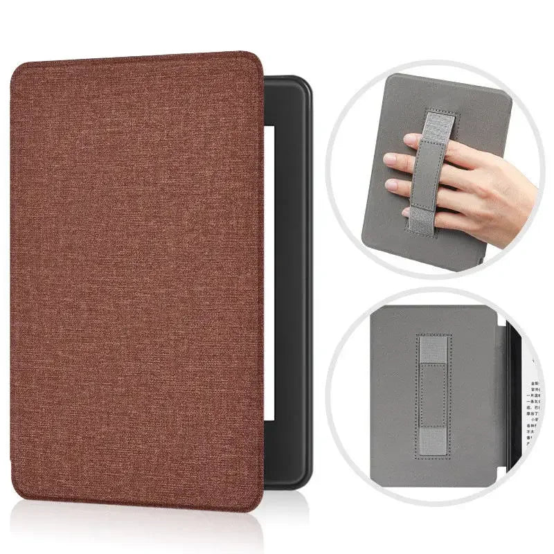 SA568B Leather Case for Kindle Paperwhite 12th Gen 2024 Signature Edition – 7-Inch Cover with Hand Strap & Auto Sleep
