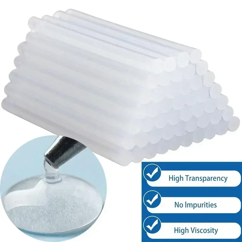50-Piece Transparent Hot Melt Glue Sticks - Universal Adhesive for Electric Glue Guns, DIY Crafts & Repairs