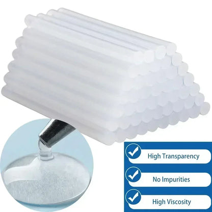 50-Piece Transparent Hot Melt Glue Sticks - Universal Adhesive for Electric Glue Guns, DIY Crafts & Repairs