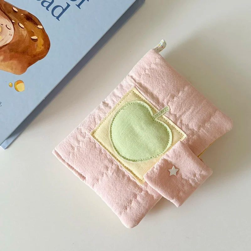 Kawaii A5/A6 Cotton Diary — Handmade Korean Green Apple Book Cover, Pinch Style Notebook, Perfect Gift for Friends