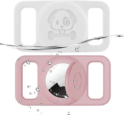 2-Pack AirTag Dog Collar Holders — Waterproof Silicone Hidden Loop Anti-Lost Tracker Accessory