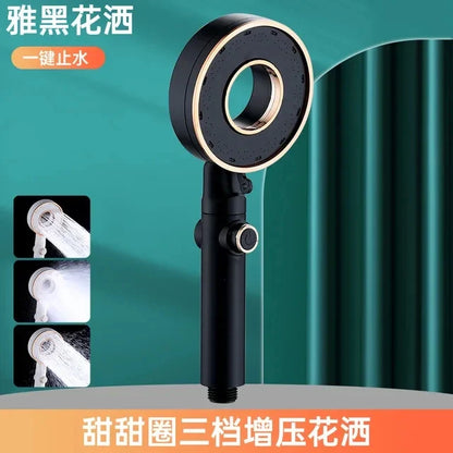 High Pressure Shower Head with 3 Modes – Adjustable Water-Saving Spray & One-Key Stop Nozzle for Bathroom Faucet Accessories