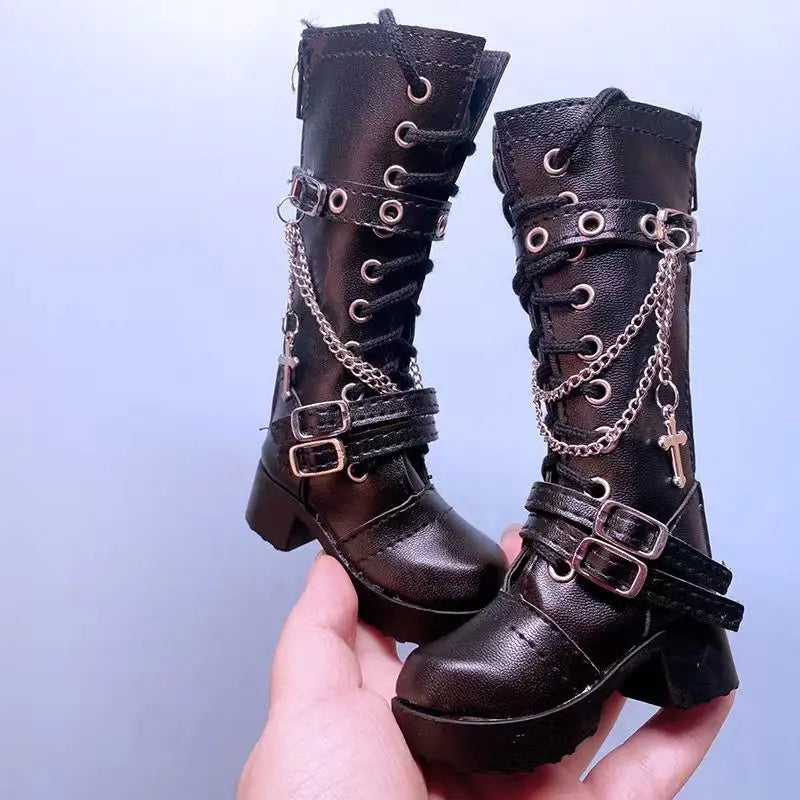 45CM BJD Doll Snow Boots — 1/4 Scale Work Dress Long Boots, Academy Style Uniform Leather Mary Jane Shoes for Dolls