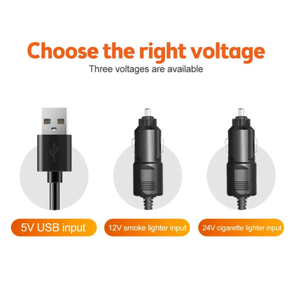 360° Adjustable Car Fan - 3-Head Automotive Electric Fan - USB/12V/24V - 2 Speeds - Silent Cooling for Home, Desk, Office & Car