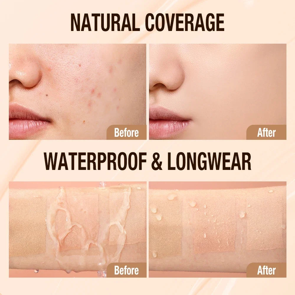 O.TWO.O Liquid Foundation Cream – 30ml High Coverage Makeup Base, SPF30 Waterproof Concealer Foundation for Face