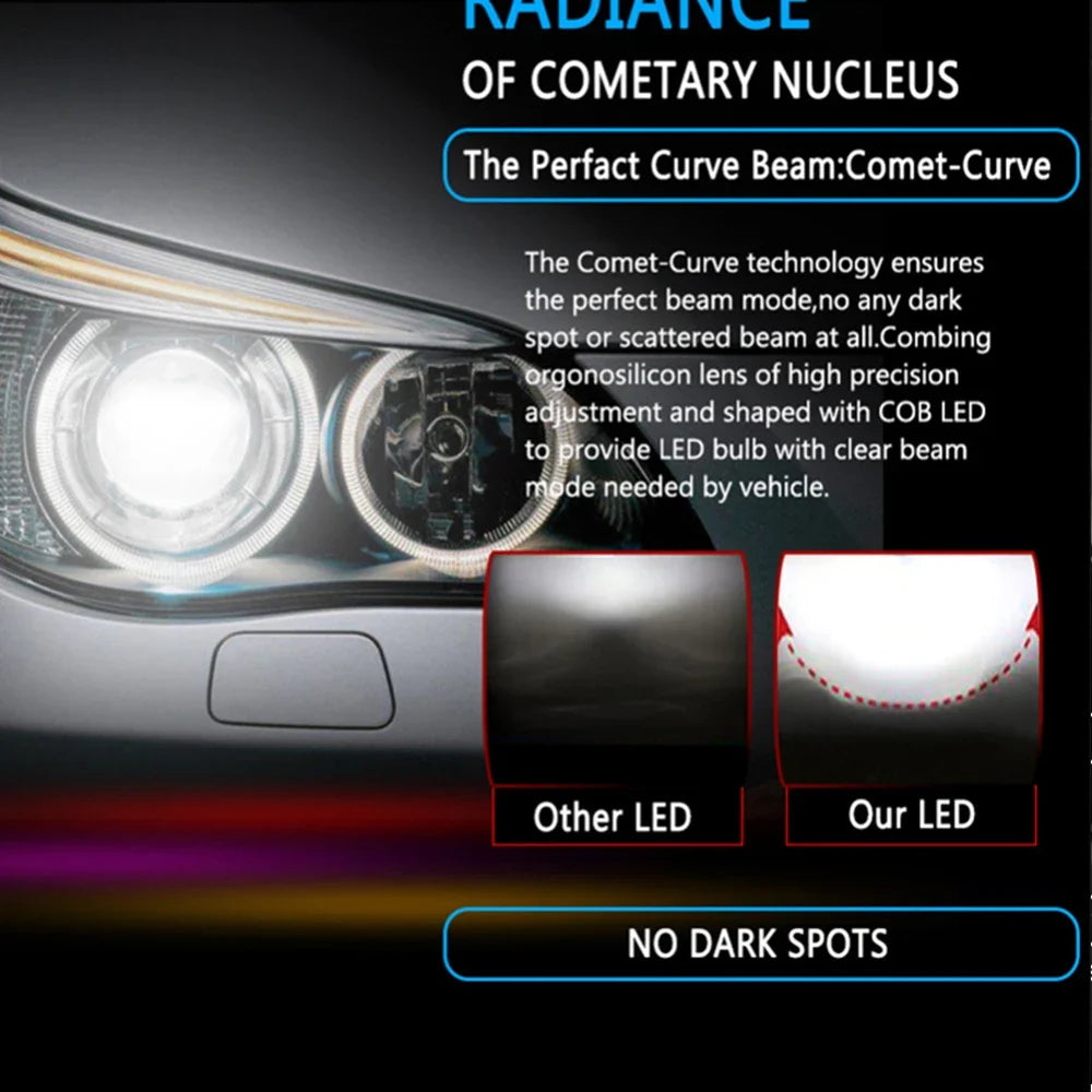 2PCS C6 LED Headlight Bulbs - Universal Car Headlamp Replacement H4 H7 H11 H8 H9 H10 H13 9004 9005 9006 9007 880 H27