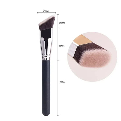 Angled Liquid Powder Contour Makeup Brush – Professional Cream Blush & Foundation Blending Tool