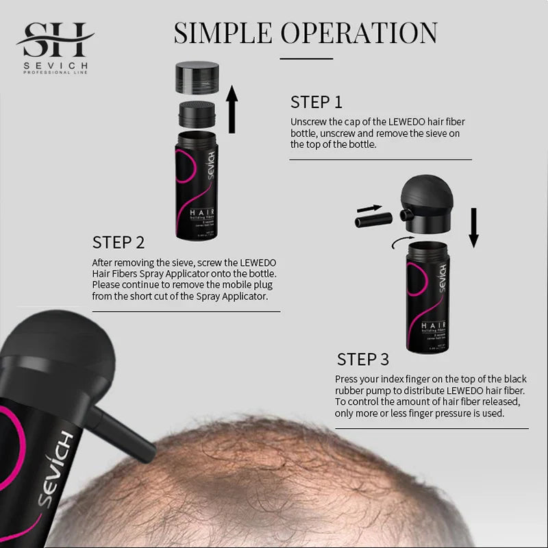 SEVICH Hair Building Fiber Set – Hair Loss Concealer for Sparse or Bald Spots with Keratin Fiber Powder Applicator