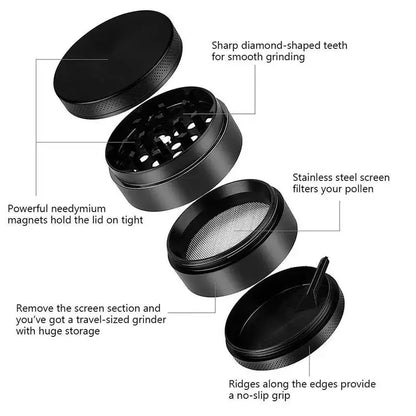 Mini 4-Layer Metal Herb Grinder — 63mm Zinc Alloy Tobacco & Dry Herb Crusher for Smoking Accessories