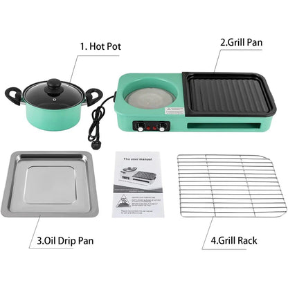 Multifunctional 3-in-1 Electric Grill — Smokeless Korean BBQ, Hot Pot & Non-Stick Baking Pan Multi-Cooker
