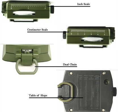 Multifunctional High-Precision Military Compass — Waterproof Metal Outdoor Survival Camping Compass with Fluorescent & Geological Features
