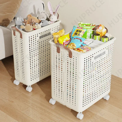 Foldable Laundry Hamper with Wheels — Portable Clothes Basket for Washing & Storage