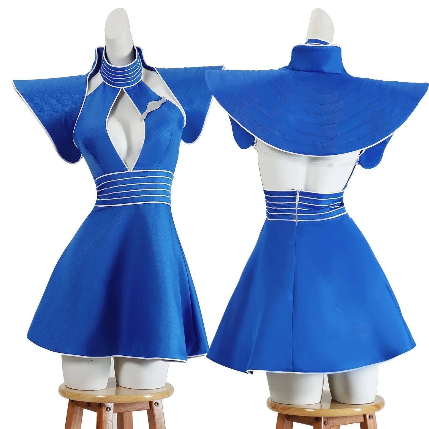 Britney Inspired Flight Attendant Costume - Women’s Blue Cosplay Uniform for Halloween & Carnival Parties