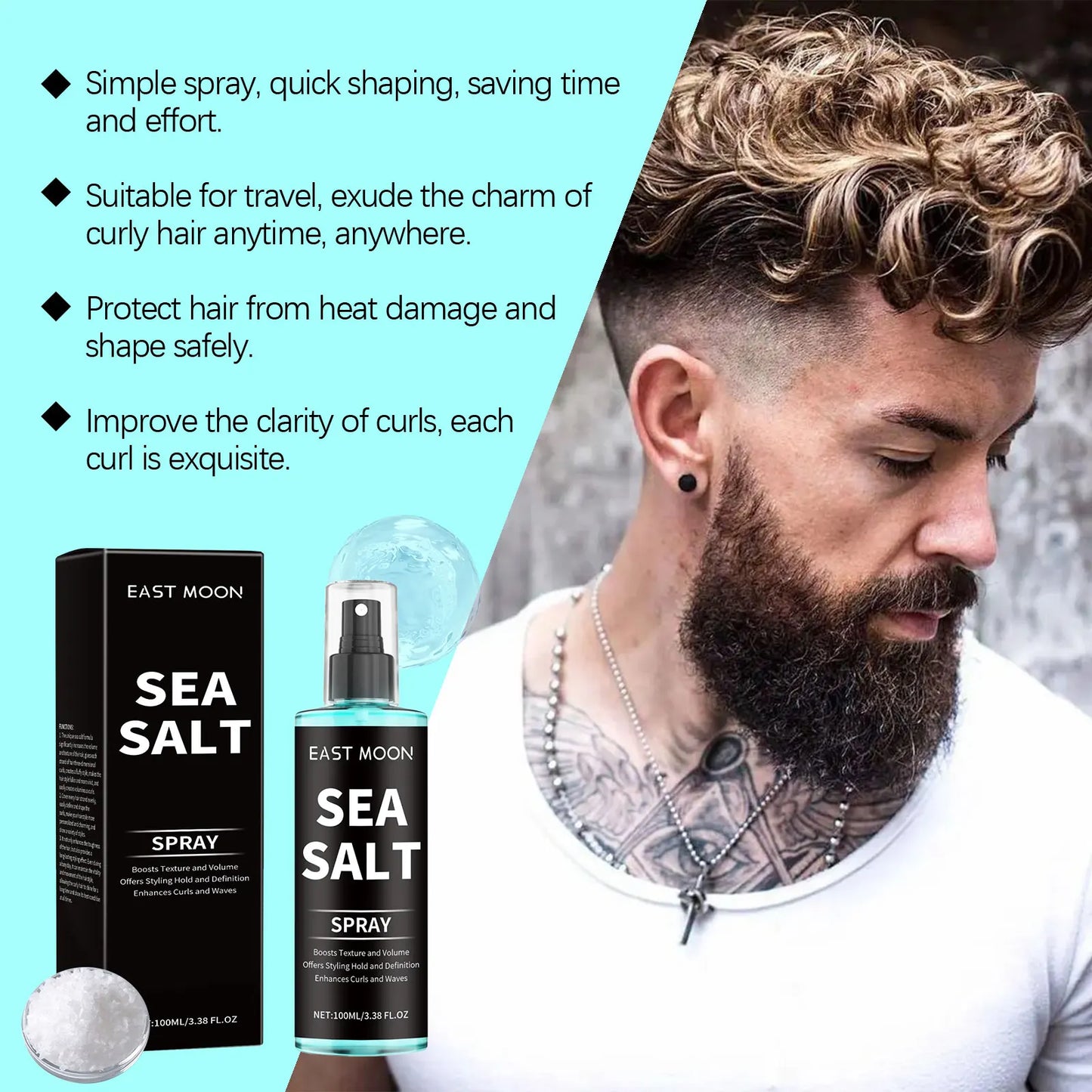 Sea Salt Hair Styling Spray - Volumizing Texturizing Spray for Strong Hold & Fuller-Looking Hair
