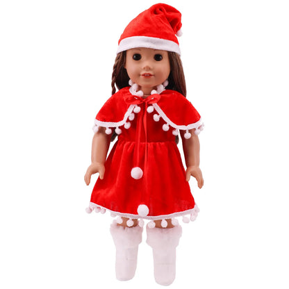 Pop Doll Christmas Outfit — Dress, Top & Pants Set for 18-Inch American and 43CM Reborn Baby Dolls, Our Generation Girl’s Toy Accessories