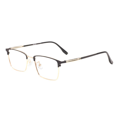 Comfortable Rectangular Men’s Business Glasses – Full Rim Browline Metal Frame for Optical Prescription Lenses