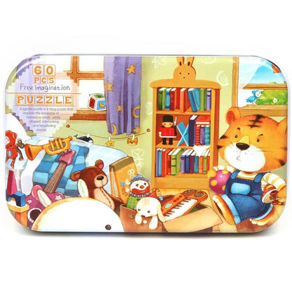60-Piece Jigsaw Puzzle Set — Cartoon Animals & Vehicles Montessori Educational Toys for Kids, Perfect Christmas Gifts