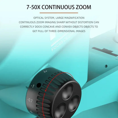 RF4 7-50X Trinocular Continuous Zoom Stereo Microscope – WF10X/22mm Eyepiece, Ideal for Mobile Phone PCB Welding & Repair