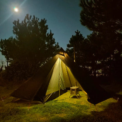 Camping Hot Tent with Chimney Window – Ultralight Tipi Teepee Pyramid Tent, Double Layer Bushcraft Shelter for 1 Person