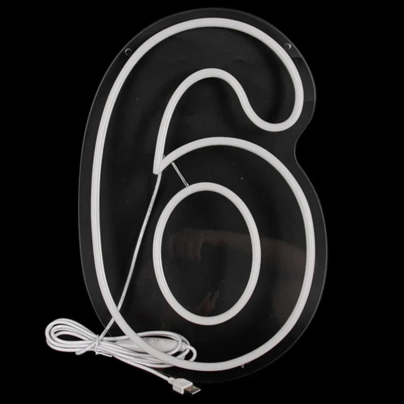 Numbers Neon Sign 0–9 – Acrylic LED Birthday, Wedding & Business Wall Decor with Switch