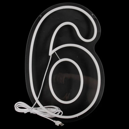 Numbers Neon Sign 0–9 – Acrylic LED Birthday, Wedding & Business Wall Decor with Switch
