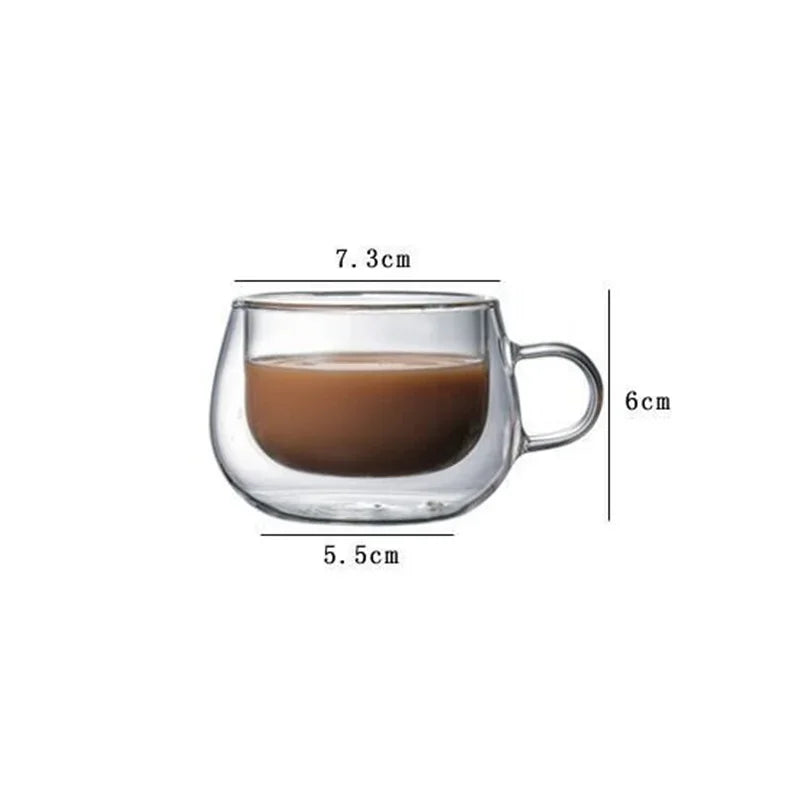 150-350ml Heat Resistant Borosilicate Glass Mug – Double Wall Coffee Cup with Handle, Clear Milk & Water Cup Gift