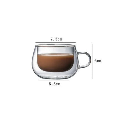 150-350ml Heat Resistant Borosilicate Glass Mug – Double Wall Coffee Cup with Handle, Clear Milk & Water Cup Gift