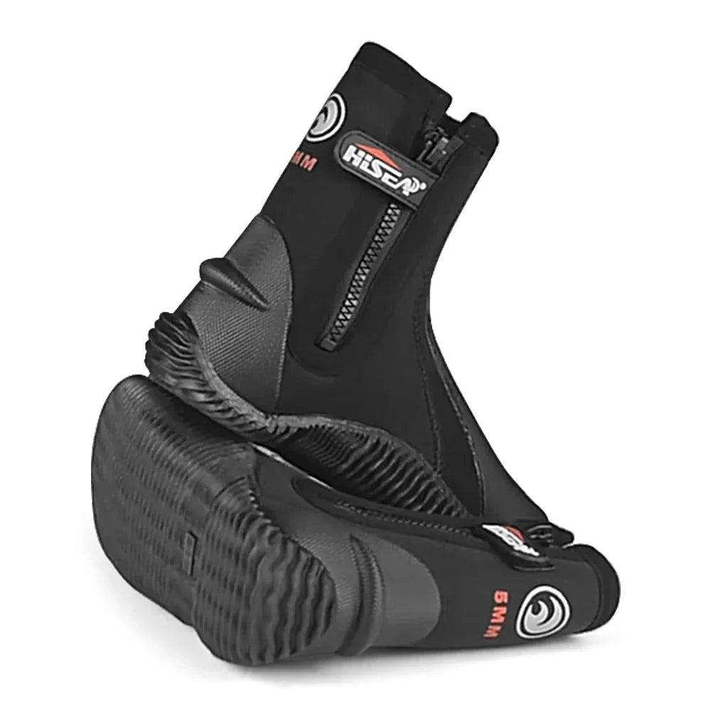 5mm Neoprene Dive Boots with Side Zipper – Wetsuit Boots for Men & Women, Snorkeling, Scuba Diving, Barefoot Beach Shoes